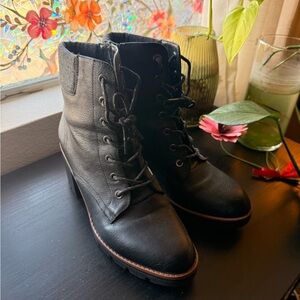 Naturalizer Black Lace-Up Combat Boots